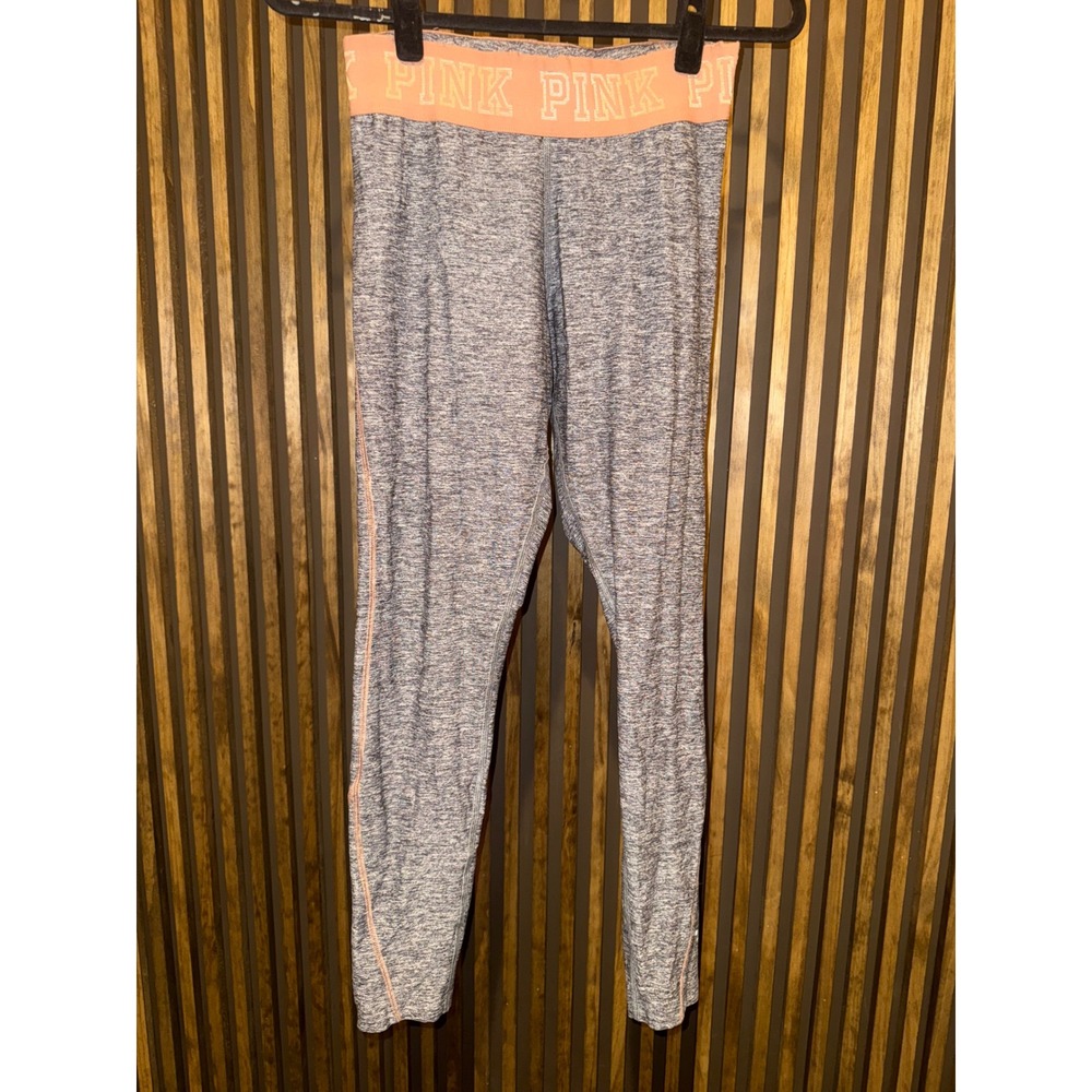 PINK Victoria Secret Ultimate Gray Heather Leggings Peach‎ Trim